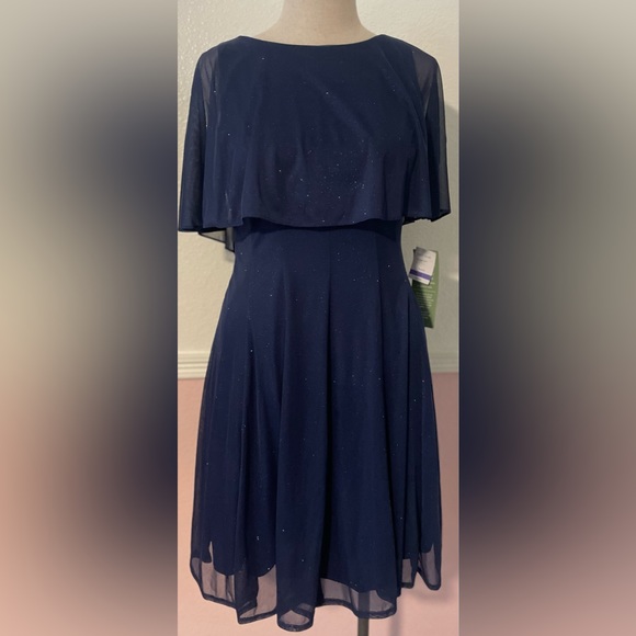 j taylor short sleeve cape fit & flare dress J Taylor Short Sleeve Floral Cape Fit Flare Dress